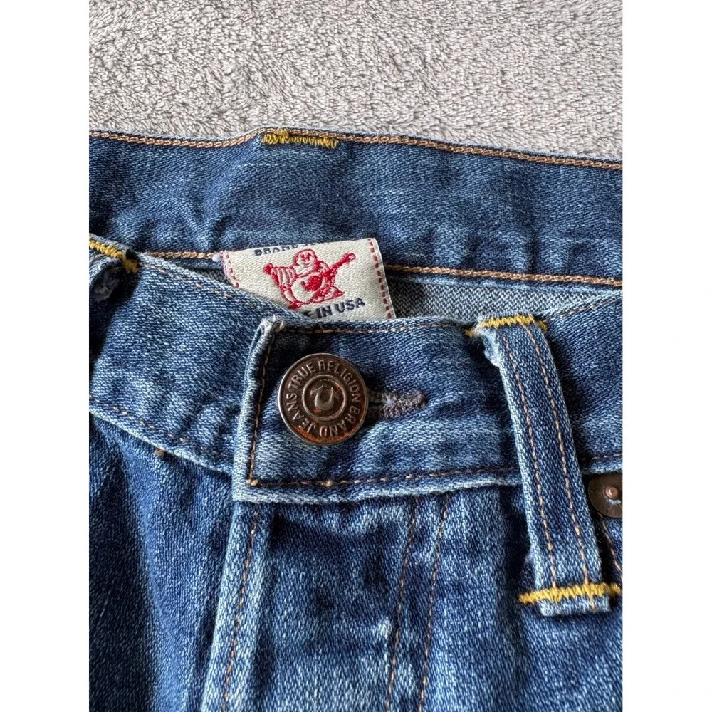 True Religion Mens Rocco Slim Jeans 28 x 32.5 Blue Distressed USA Y2K Skinny